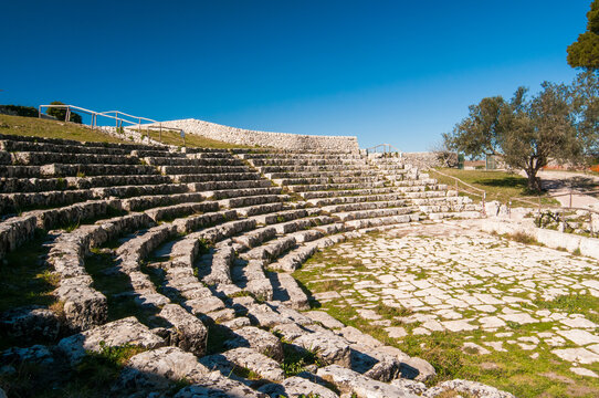 Sicily landmarks: the greek theater of Palazzolo Acreide, in the province of Syracuse