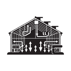 Naklejka premium Diagram illustrating an attic s ventilation system with airflow and components