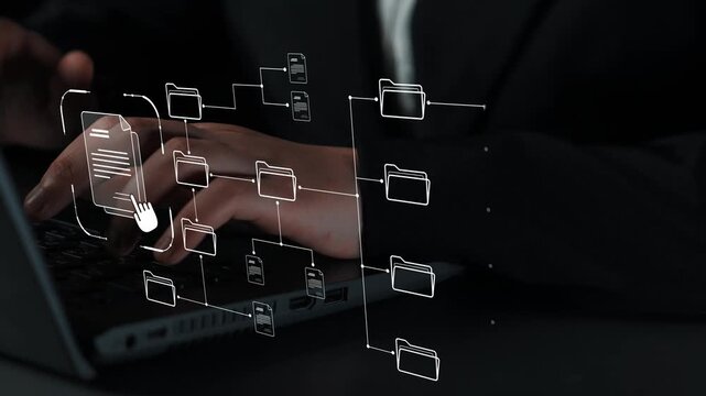 Digital file structure showing folder organization, file hierarchy, and document arrangement. File structure supports management, improves access, and file structure enhances clarity. Marrow