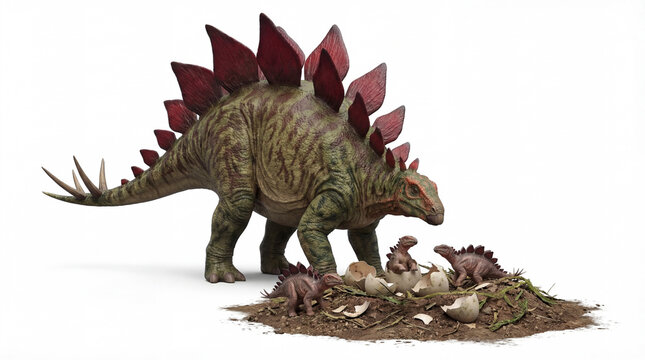 Stegosaurus Stenops Hatching &ndash; Baby Dinosaur Emerging from Egg