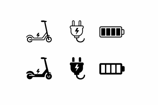 Electric scooter plug and battery icons