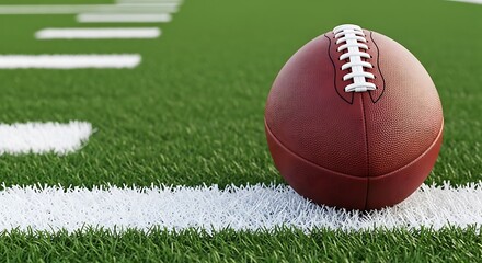 Obraz premium American Football on Field with Yard Lines