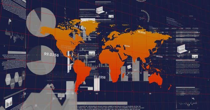Orange world map appearing on dashboard load, loading charts and visualizing live global analytics