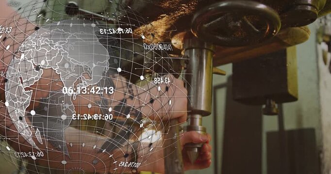 Tech reaching spindle gripping chuck and locking collet for industry with left data globe tracking