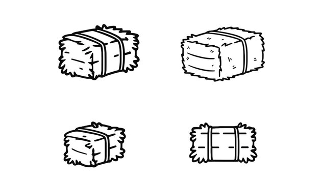 A hay bale icon set in a simple line illustration style