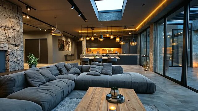 Modern living room with gray sofa 1.