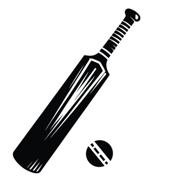 Cricket bat logo vector silhouette vector flat illustration design on a white background