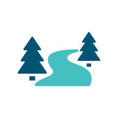 Fototapeta premium Alaska River Forest Landscape Symbol