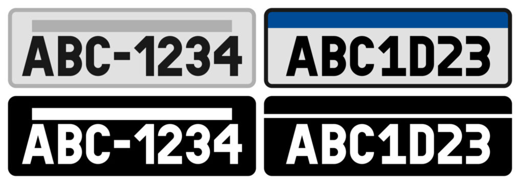 Flat icons of vehicle license plates from the Brazilian system