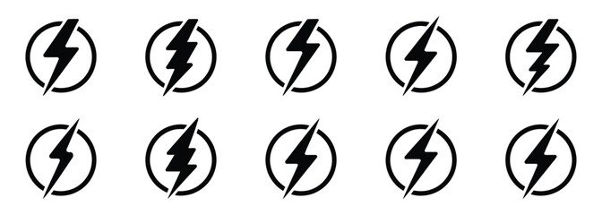 Fototapeta premium Electric power icon, clean vector illustrations of lightning bolts, flash symbols, and energy icons for electrical services, power utilities, technology graphics, and creative digital or print 