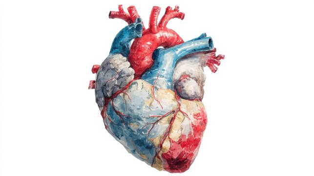 Human heart model showing detailed structure and anatomical features for study and educational purposes in biology classes