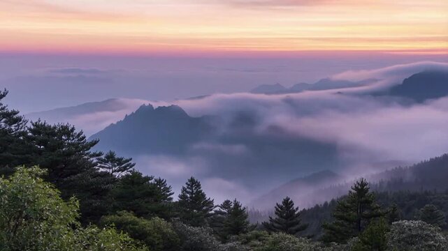 Misty Mountain Landscape at Dawn with Rolling Clouds &ndash; 4K Nature Video
