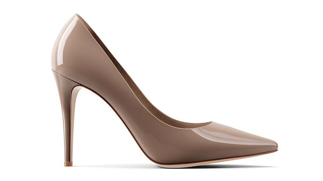 A high heeled shoe in mocha mou isolated on the white background 