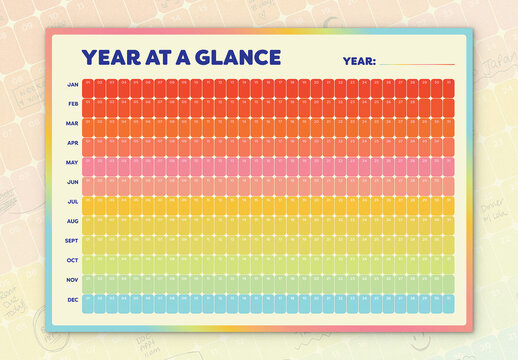 Colourful Undated Annual Planning Calendar