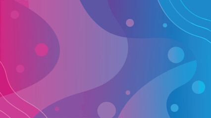 Abstract Gradient Fluid Shapes with Circles and Lines Pink to Blue Background
