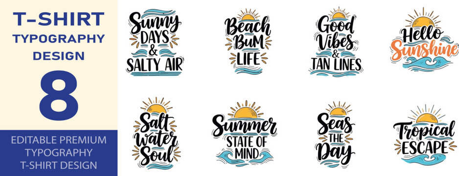 Poet summer beach typography retro t-shirt design