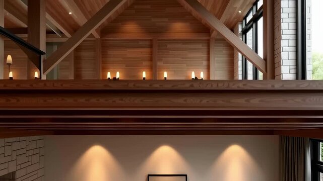 Creative animation revealing modern living room interior construction, from empty space to fully furnished cozy home with sofa