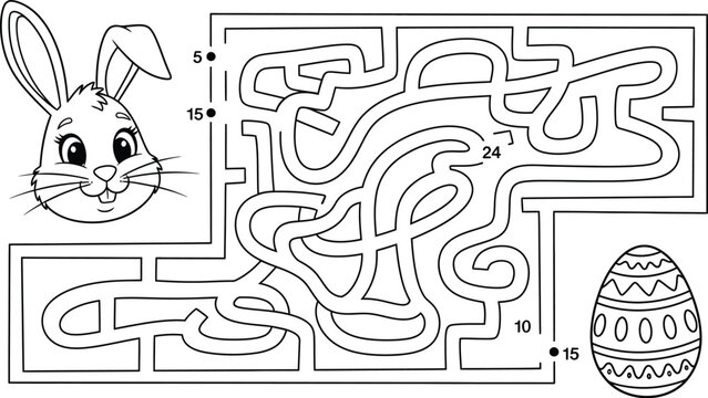 Easter sunday fun maze vector file for kids easter bunny and egg eps