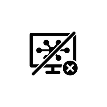 Computer Network Error Icon: No Connection, System Failure, Internet Outage