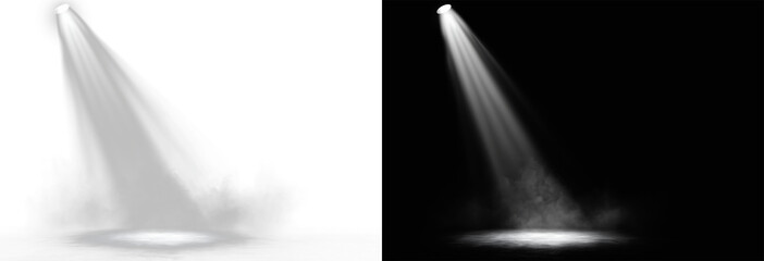 Spotlight white beam light with dense smoke fog and mist for cinematic stage podium and product showcase © Alehandro