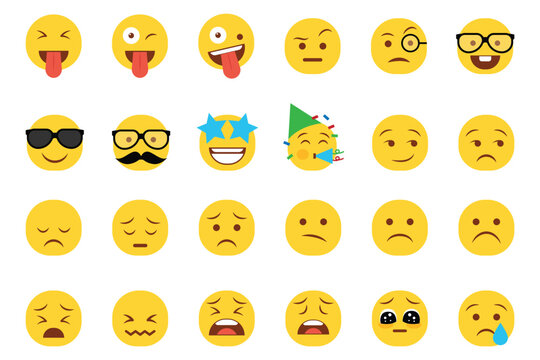 A collection of various emojis with different expressions and accessories