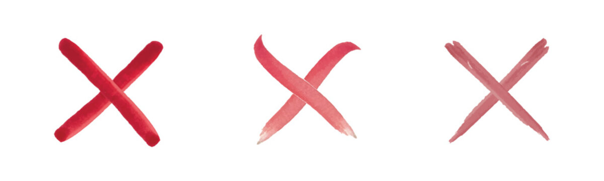 Three red x marks with gradual color fading