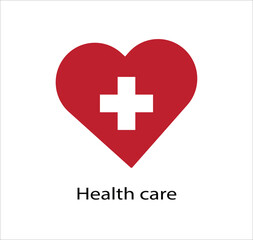 Fototapeta premium Heart Health Care Filled Icon – Medical Aid Cross Symbol Vector