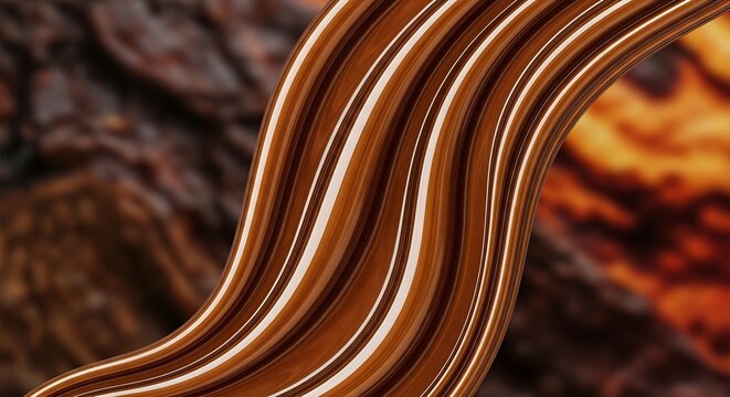 Abstract Liquid Chocolate Swirl Background with Flowing Brown and Caramel Waves, Creamy Texture for Food Packaging, Dessert Marketing, and Luxury Confectionery Branding