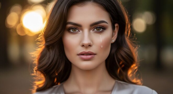 Woman portrait golden hour sunlight