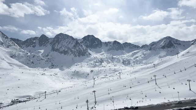 Ski resort with chairlifts in Pas de la Casa, Andorra