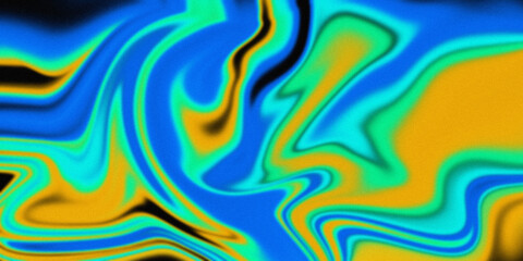 Obraz premium Abstract fluid dynamics with vibrant swirling patterns of blue and yellow hues