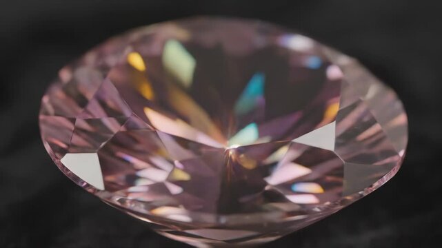 Pink diamond rotating slowly on dark background for luxury and jewelry content