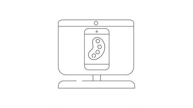 Computer and Phone with Palette App Line Art.