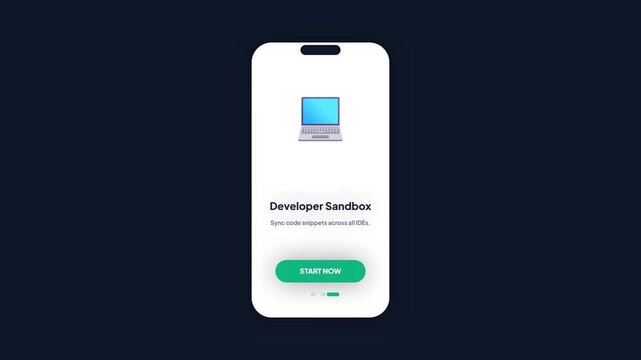 User Interface Animation of Developer Sandbox and Code Synchronization App Onboarding Screen