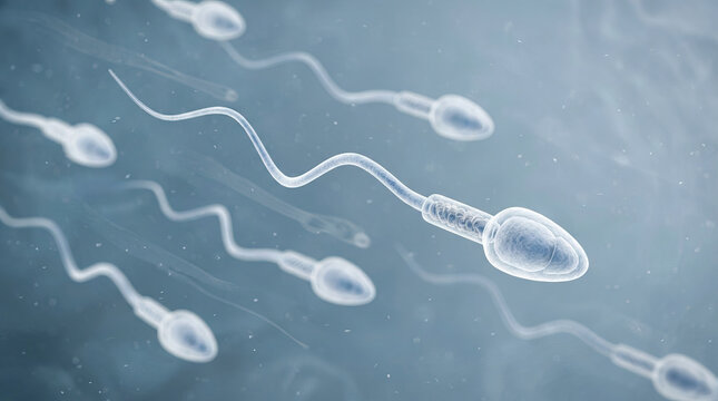 Microscopic sperm male fertility reproductive cell human sperm semen biology anatomy science medical healthcare microscopic view closeup motion swimming reproduction concept fertility issue