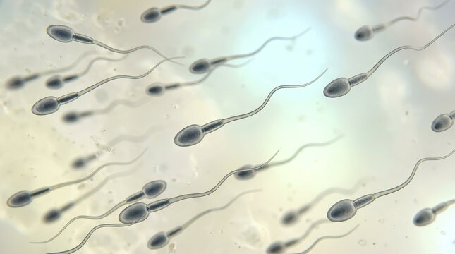 Sperm cell biology fertility reproduction microscope medical science healthcare anatomy human movement semen swimming macro closeup lab research concept background pattern fluid life medicine