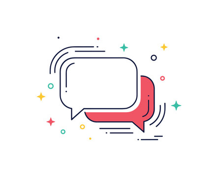 Hollow speech bubble communication theme centered on an outlined chat icon with an empty interior and subtle echo lines around it. A clear representation of