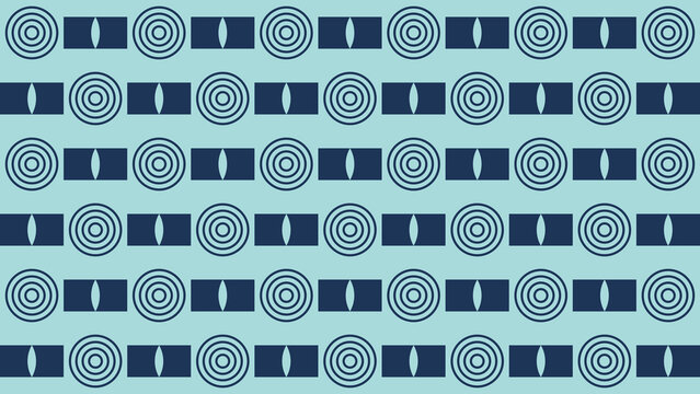 Geometric Pattern with Circles and Rectangles on Light Blue Background