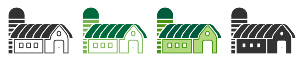 Barn farm icon with silo building agriculture rural on transparent background © Alex