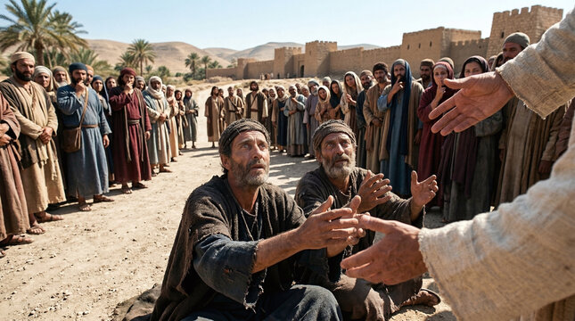 Biblical New Perspective &ndash; Two Blind Men Calling Out To Jesus By Roadside As Seen By Him