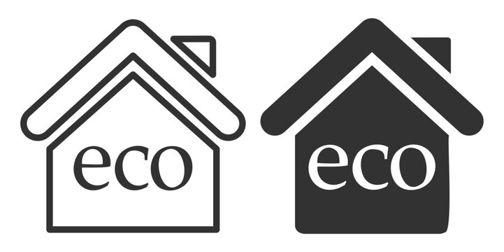 eco house icon outline and solid design on transparent background