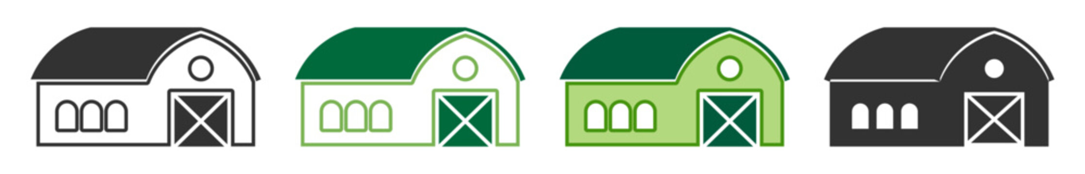Barn farm building agriculture outline set icon on transparent background