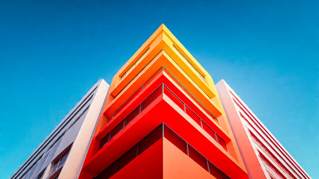 Immeuble color&eacute; vu en perspective