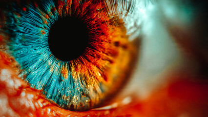 Pupille et iris en gros plan