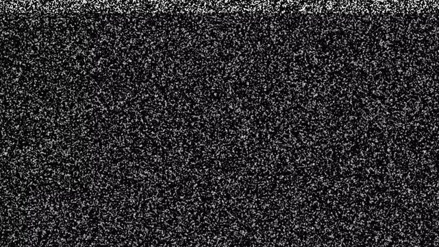 switch on, Turn off television showing black and white static with a horizontal bar disrupting viewing. alpha channel.