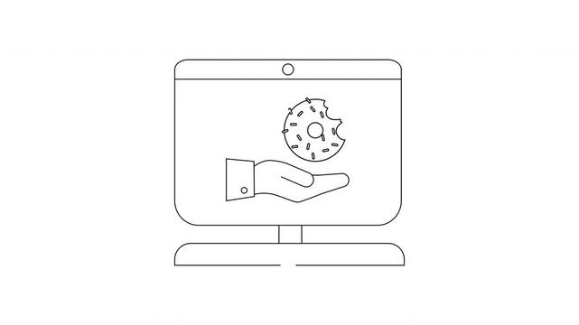 Online Cookie Offer - Hand and Donut on Screen.