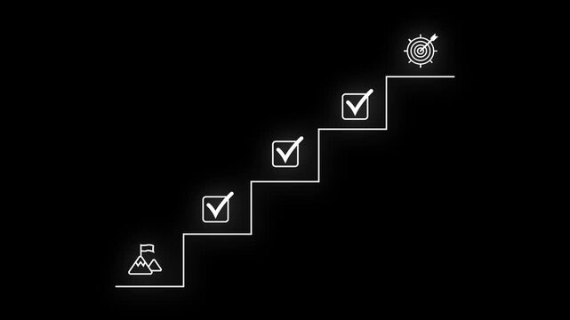 Achievement Pathway, digital checklist with glowing badge animation on transparent