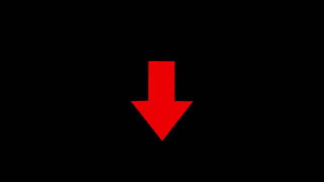 arrow bouncing slide to down. arrow pointing leftwards. Animated arrow icon pointing down. 3d left arrow icon up animation black background . arrow button icon or swipe-arrow signal animation.