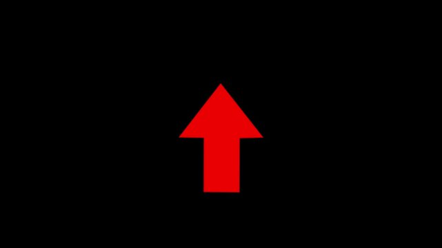 arrow bouncing slide to up. arrow pointing leftwards. Animated arrow icon pointing up. 3d left arrow icon up animation black background . arrow button icon or swipe-arrow signal animation.