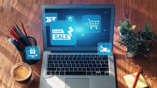 Flash sale icons show ecommerce, flash sale discount, and digital promotion. Flash sale drives customer shopping, flash sale marketing, and conversion growth. Gist